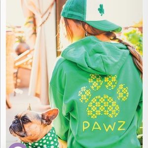 Pawz green st. Pattys Day zip up hoodie